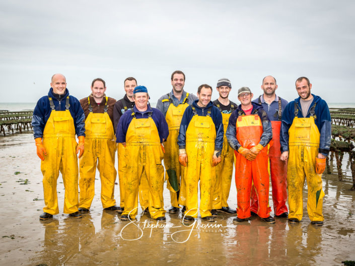 Photo portraits of a team of oyster farmers